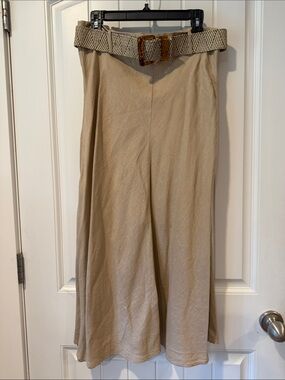 Zara Beige Maxi Skirt with Woven Accent Belt